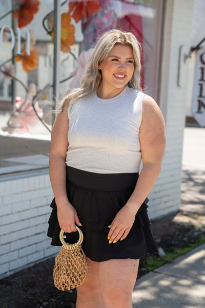 Black Ruffled Athletic Skirt with shorts