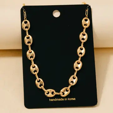 Metallic Anchor Chain Link Necklace