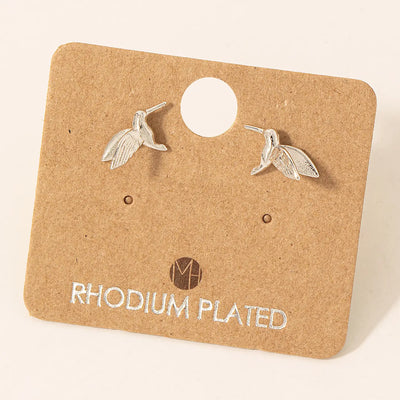 Silver Hummingbird Studs