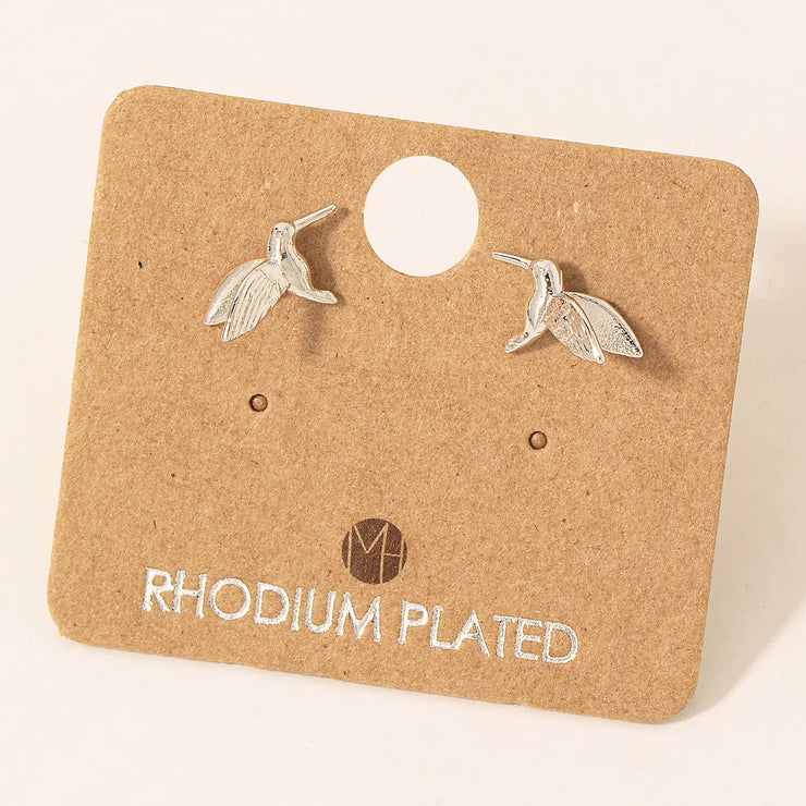 Silver Hummingbird Studs