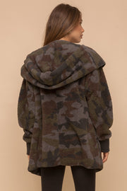 Camo Faux Fur Hooded