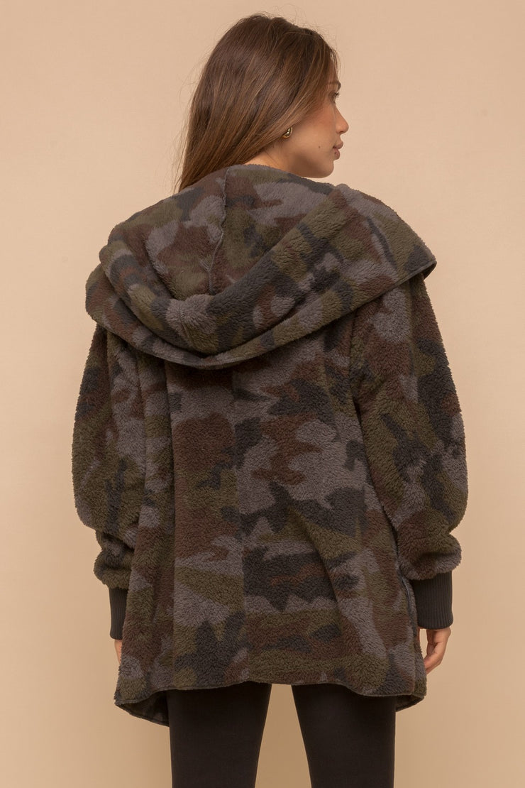 Camo Faux Fur Hooded