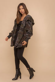 Camo Faux Fur Hooded
