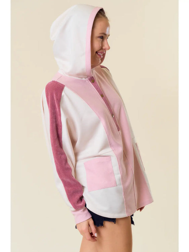 Berry and Beige Color Block Henley