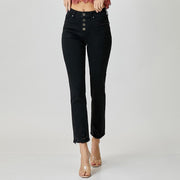 Black Mid-Rise Straight Jeans