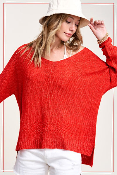 red relaxed sweater