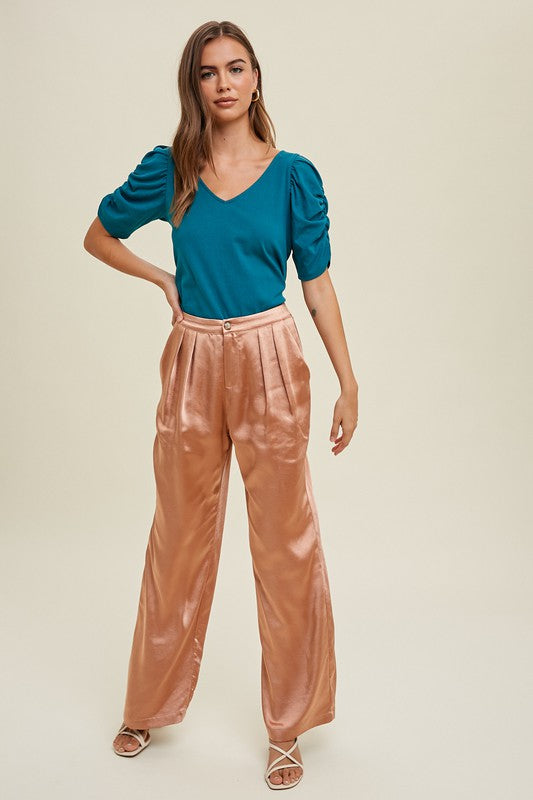 Teal Puff Sleeve Top