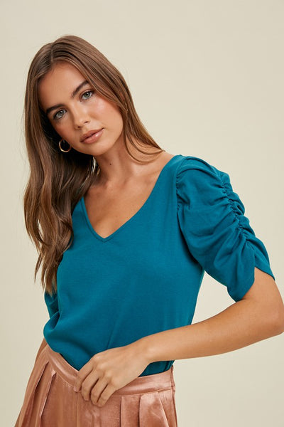 Teal Puff Sleeve Top