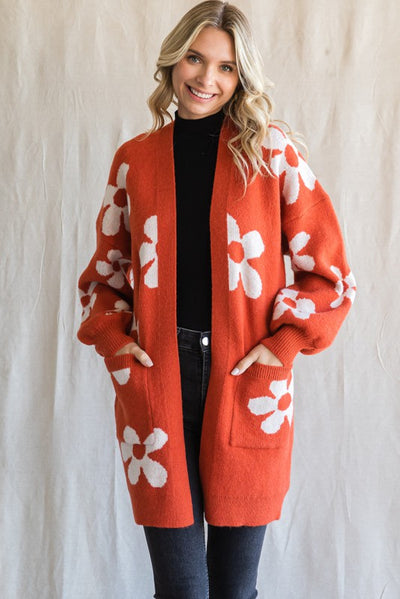 Brick floral cardigan