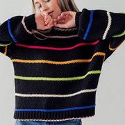 Black Rainbow Striped Sweater - m/l