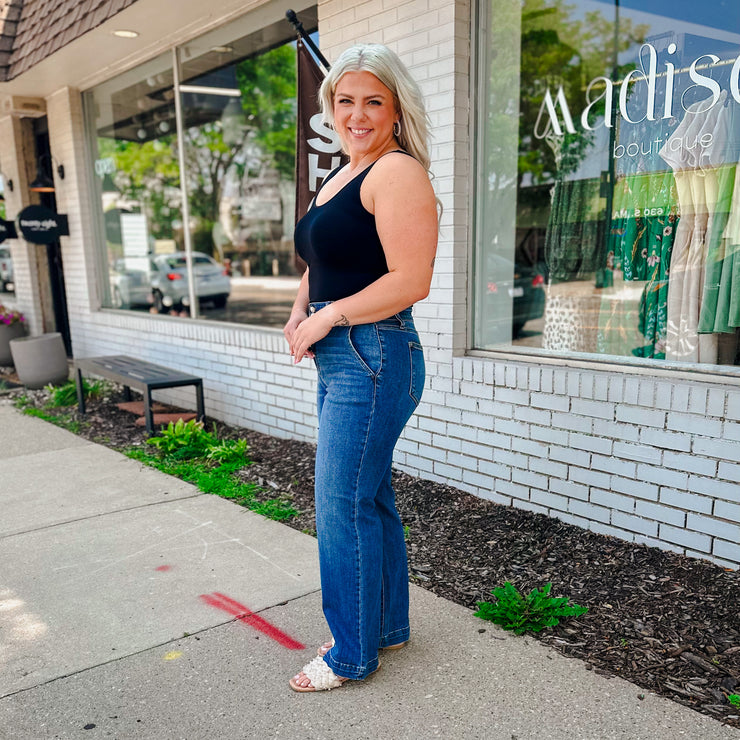 High Waisted Wide Leg Denim