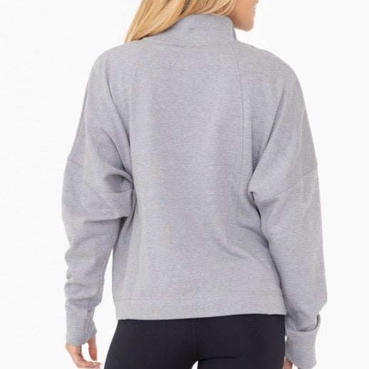 Heather Grey Half Zip Fleece Pullover