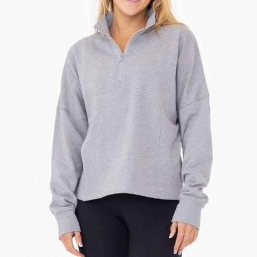 Heather Grey Half Zip Fleece Pullover