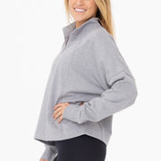 Heather Grey Half Zip Fleece Pullover