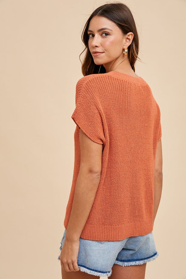 Clay Short Sleeve Sweater - XL