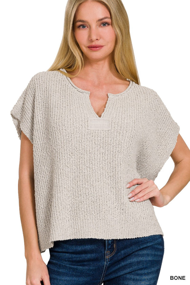 Cream Side Slit Pullover