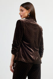 Brown Rhinestone Velvet Blazer