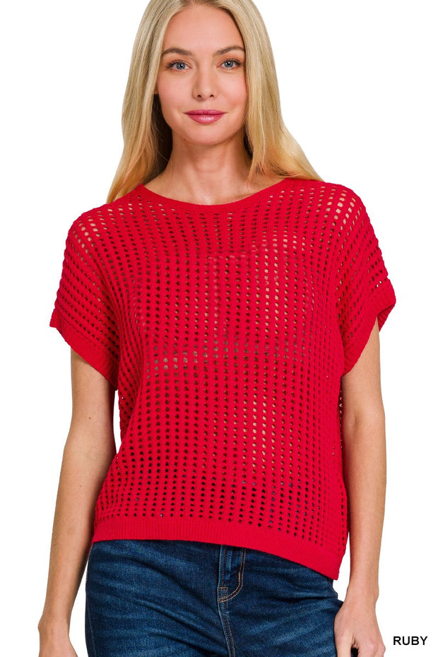 Ruby Crochet Sweater Top - Large
