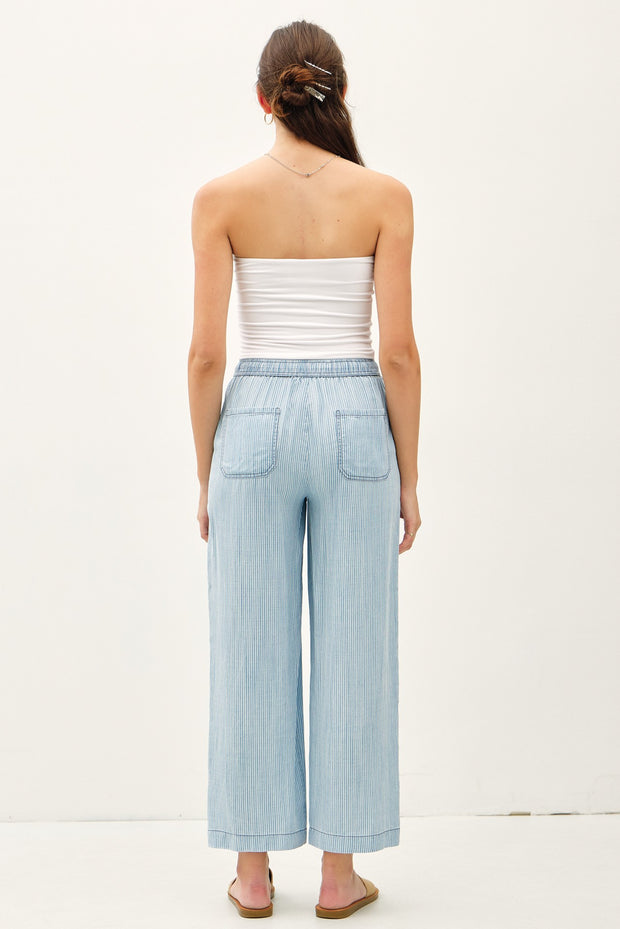 Blue Striped Wide Leg Pants - Large