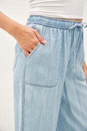 Blue Striped Wide Leg Pants - Large