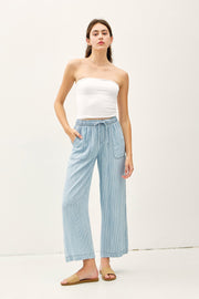 Blue Striped Wide Leg Pants - Large