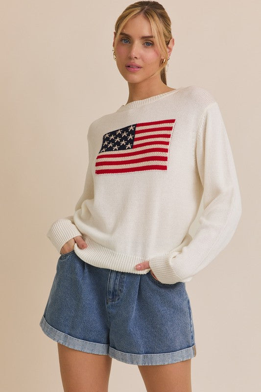 Round Neck Flag Sweater