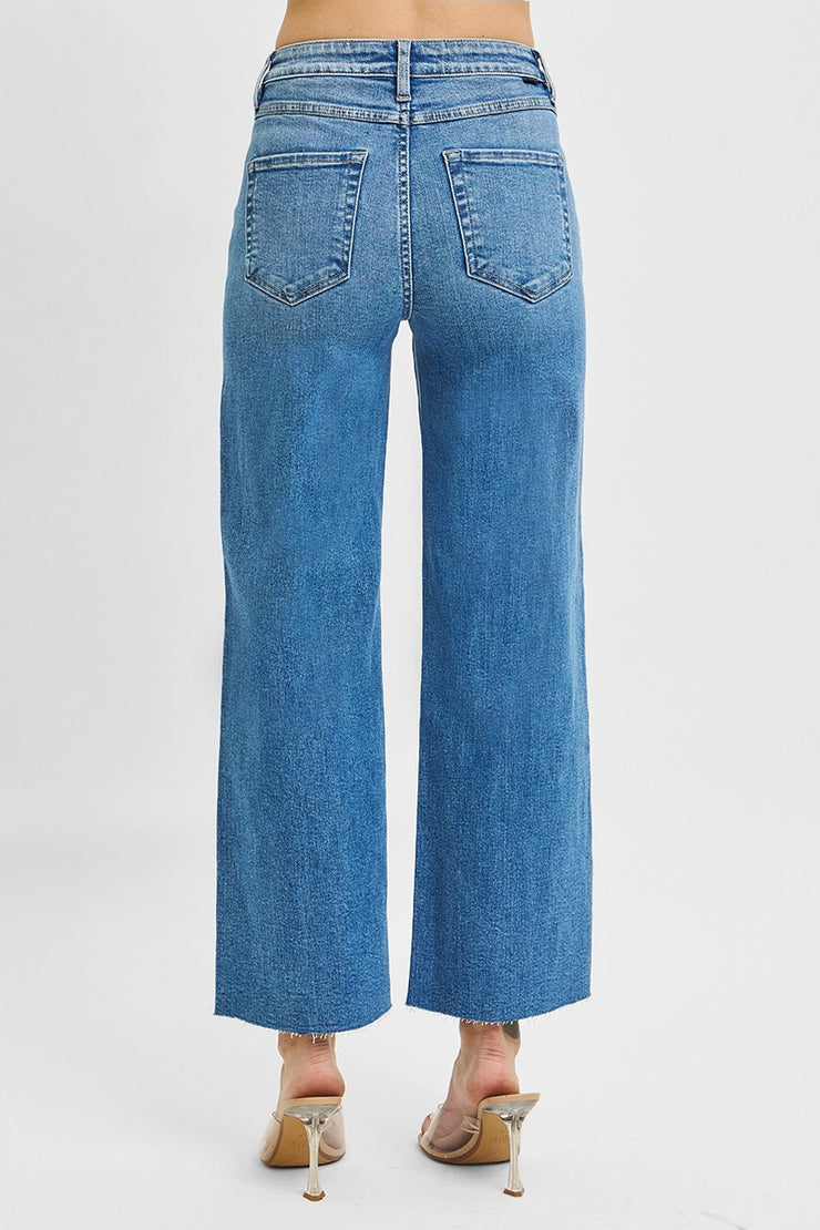 High Rise Wide Leg Cropped Jeans - 13