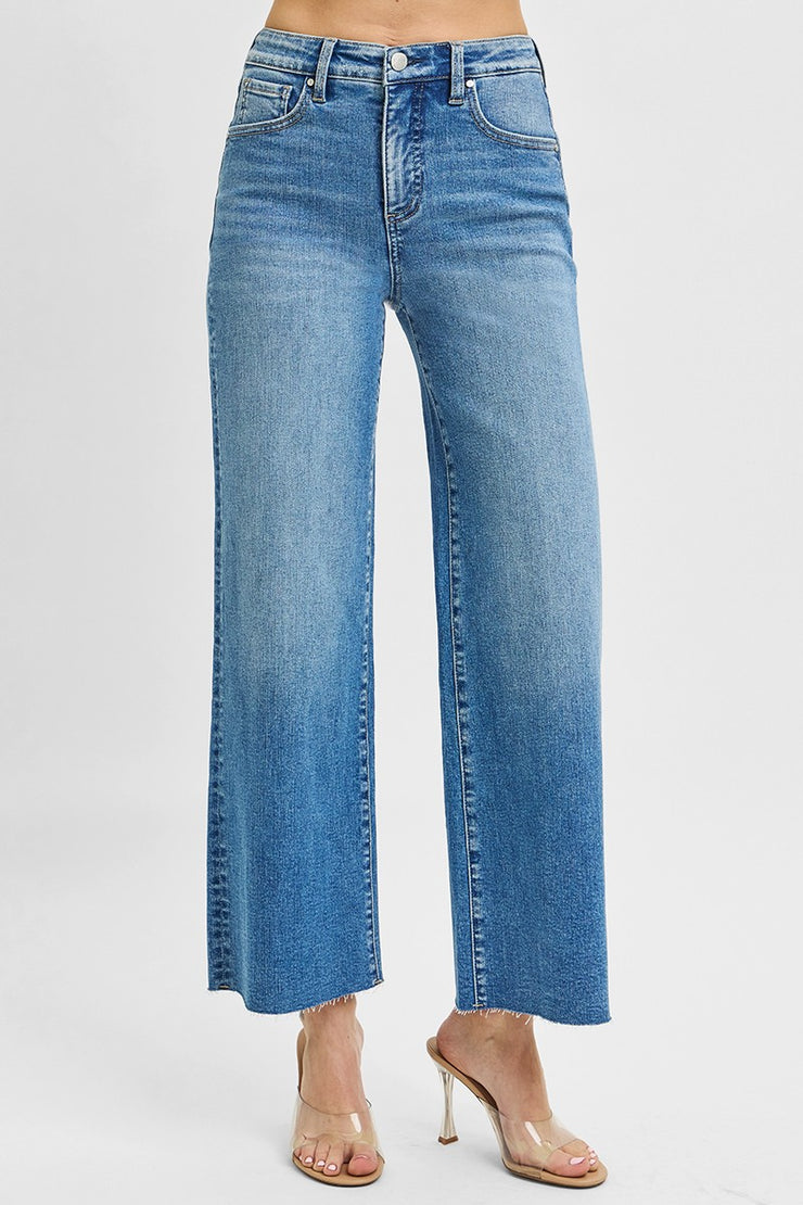 High Rise Wide Leg Cropped Jeans - 13