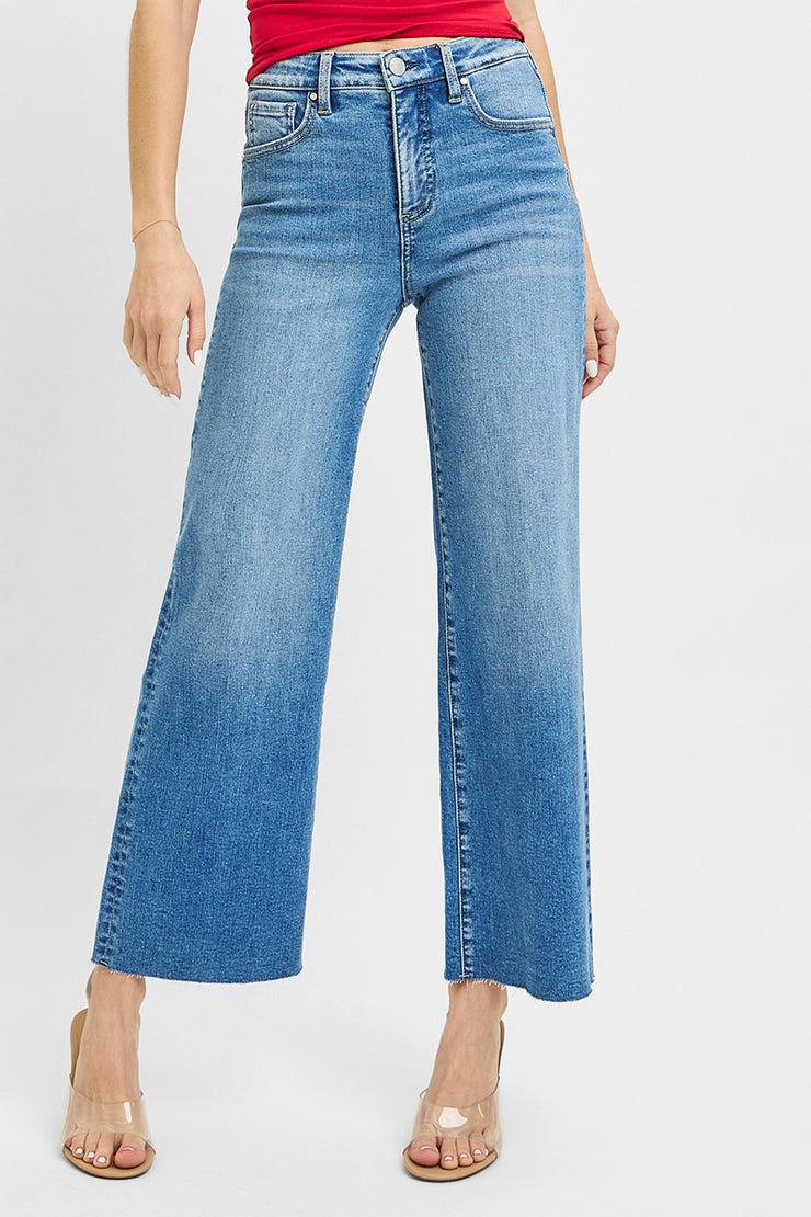 High Rise Wide Leg Cropped Jeans - 13