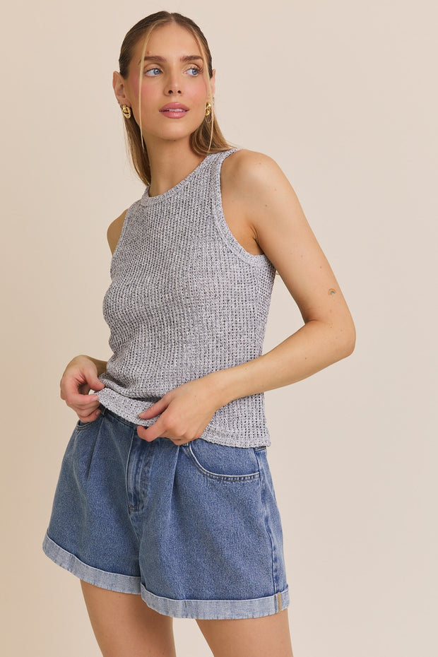 Grey Knit Tank Top - Large