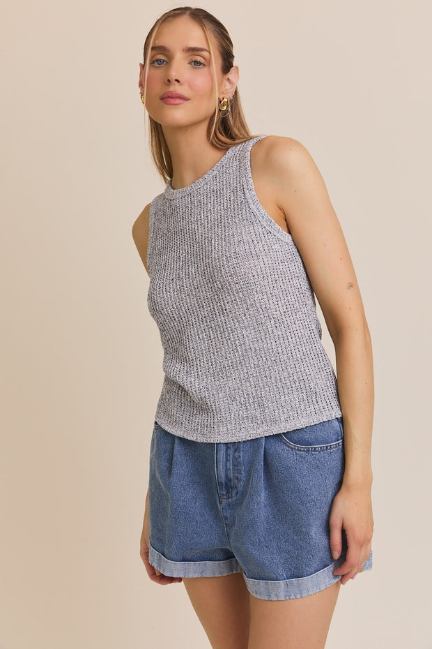 Grey Knit Tank Top - Large