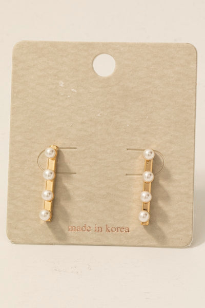 Pearl Beaded Bar Drop Earrings