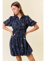 Black Floral Print Mini Dress