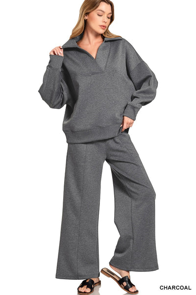 Charcoal Collared Scuba Sweatshirt