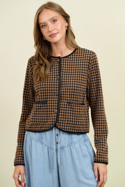 Houndstooth Button Cardigan