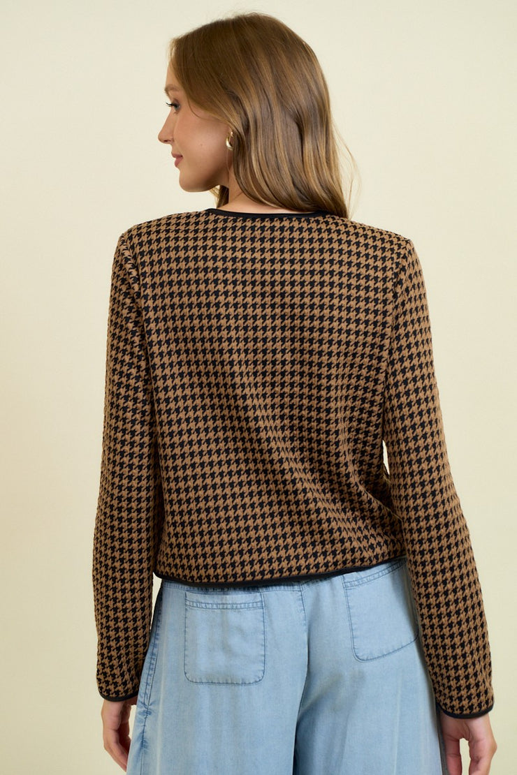 Houndstooth Button Cardigan