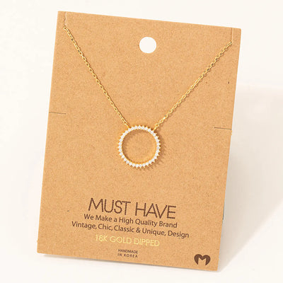 Rhinestone Circle Pendant Necklace