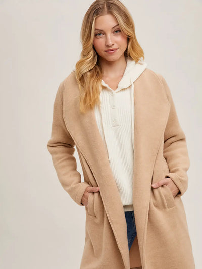 Beige Open Front Coat