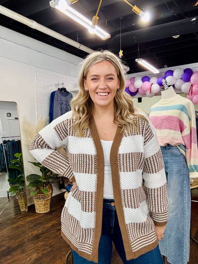Mocha Striped Cardigan
