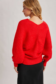 Red Wrap Crossover Sweater - M/L