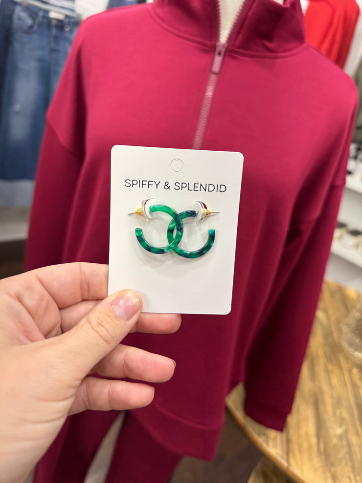 Cam Mini Hoops - Dark Green