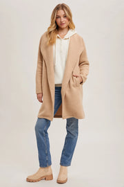 Beige Open Front Coat