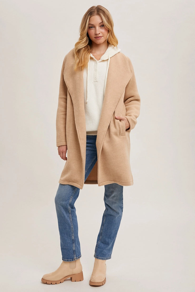 Beige Open Front Coat