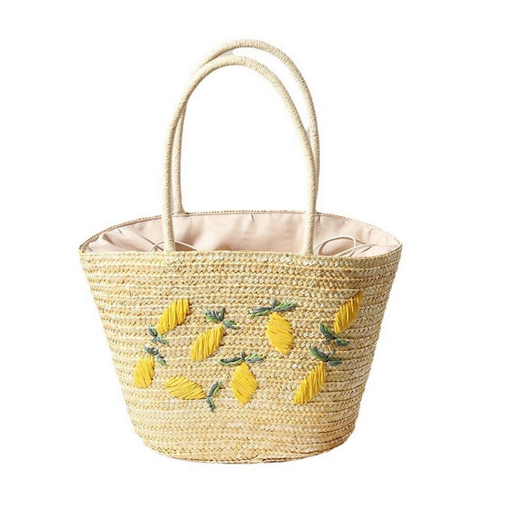 Woven Lemon Embroidered Bag