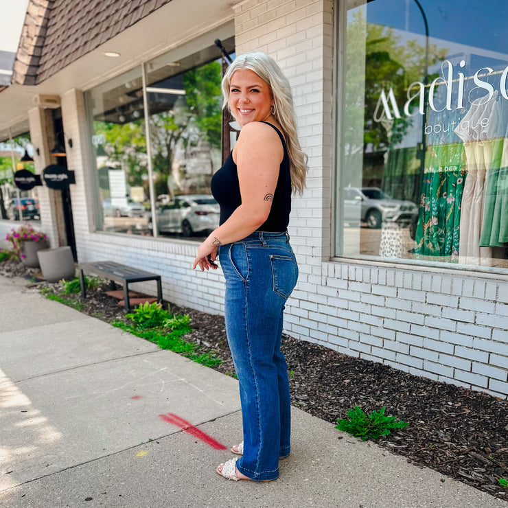 High Waisted Wide Leg Denim
