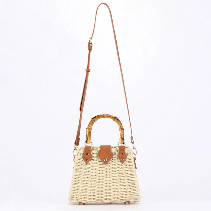 Beige Crossbody Woven Bag