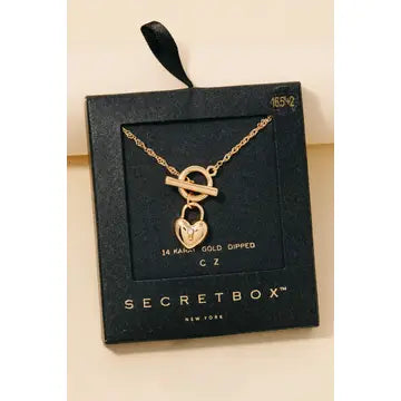 Gold Dipped Heart Charm Toggle Chain Necklace