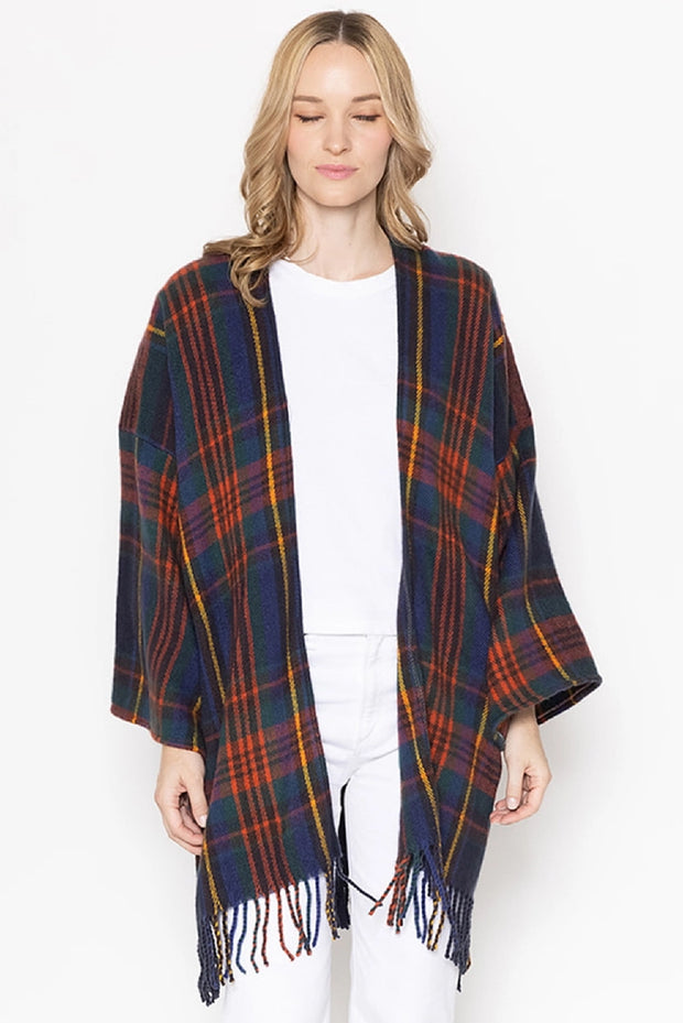 Navy Plaid Kimono