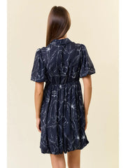 Black Floral Print Mini Dress