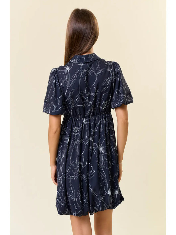 Black Floral Print Mini Dress